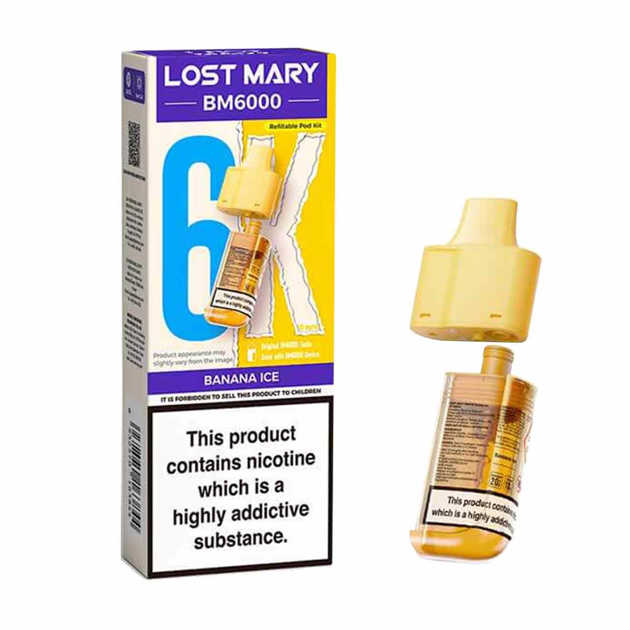 Lost Mary BM6000 Refillable Vape Kit Banana Ice Flavour