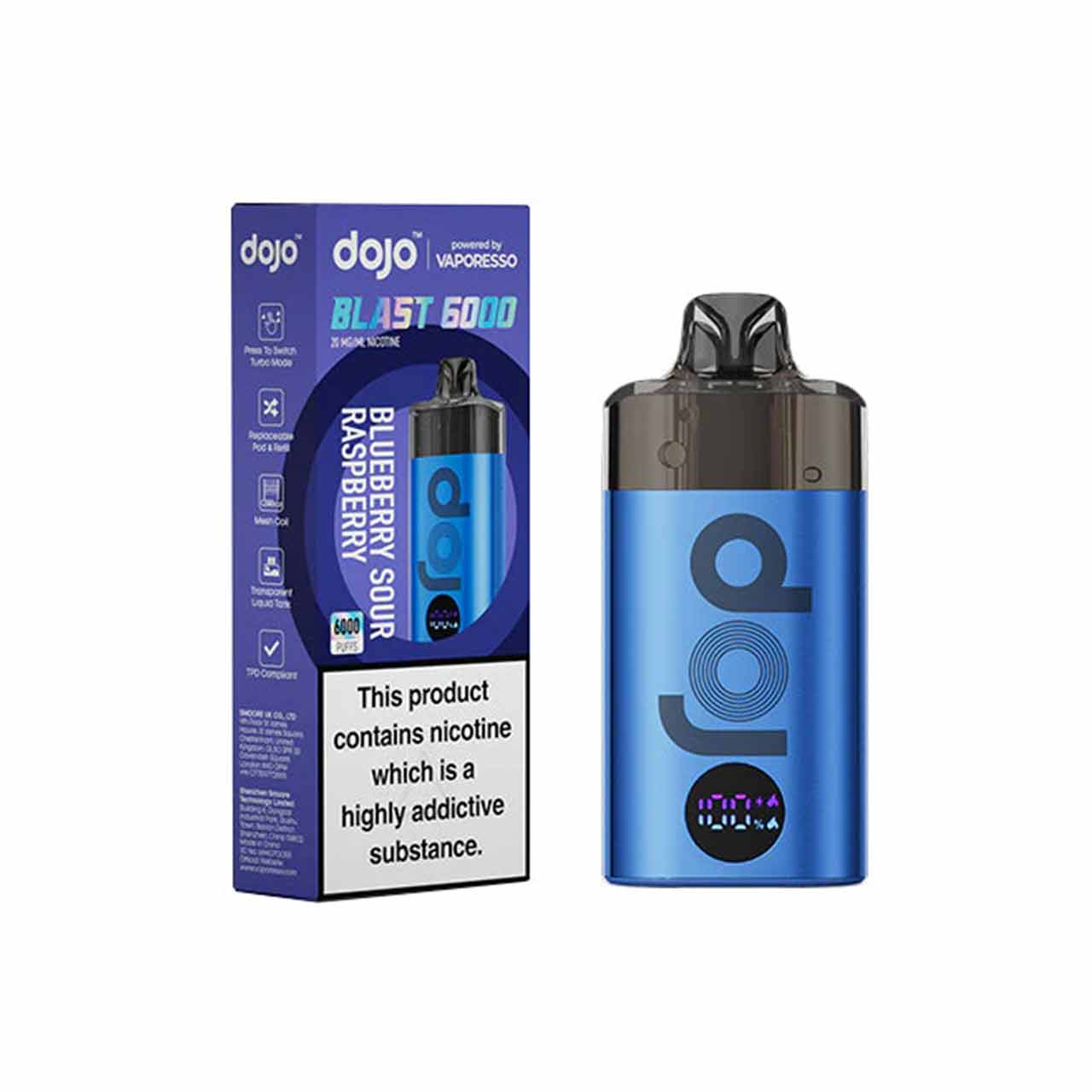 Vaporesso Dojo Blast 6000 Prefilled Pod Kit Blueberry Sour Raspberry