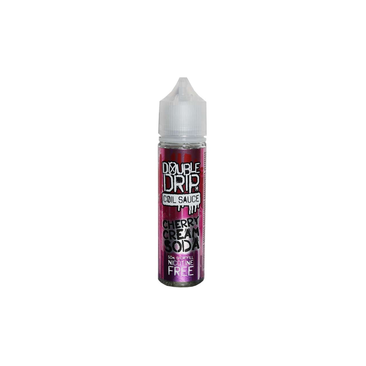 Bottle of Double Drip Cherry Cream Soda vape juice on a white background