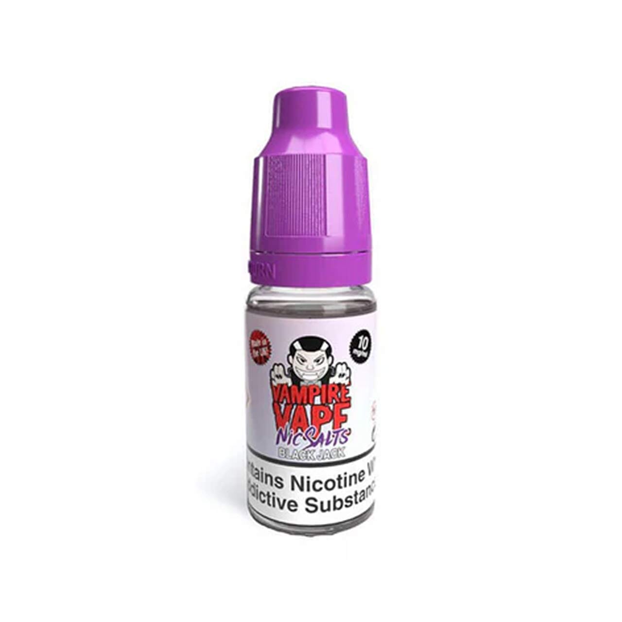 Vampire Vape nic salts black jack bottle white background