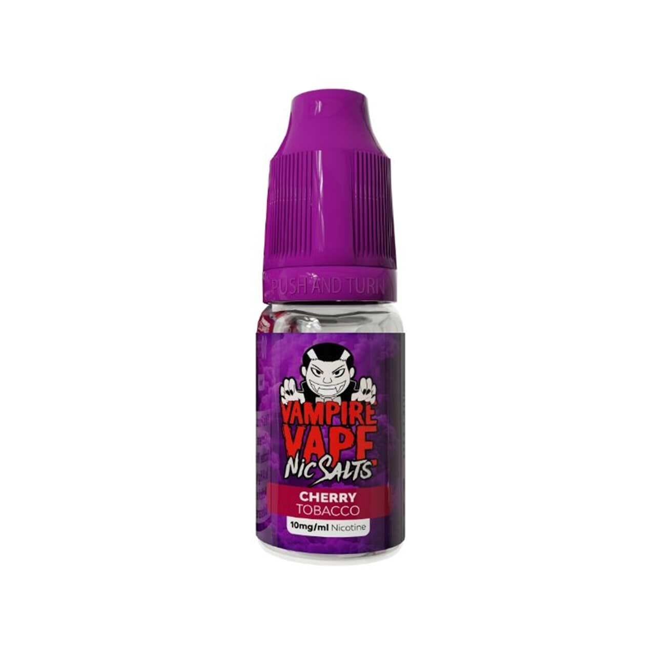 Vampire Vape nic salts cherry tobacco bottle white background