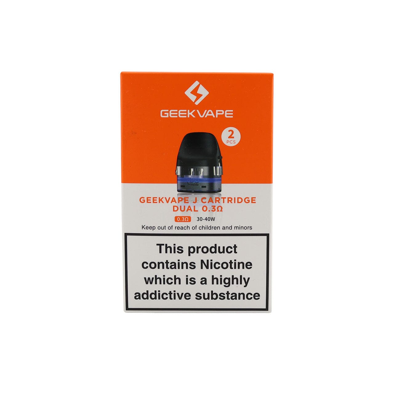 
                  
                    Geekvape J Cartridge 0.3 Ohm packaging on a white background
                  
                