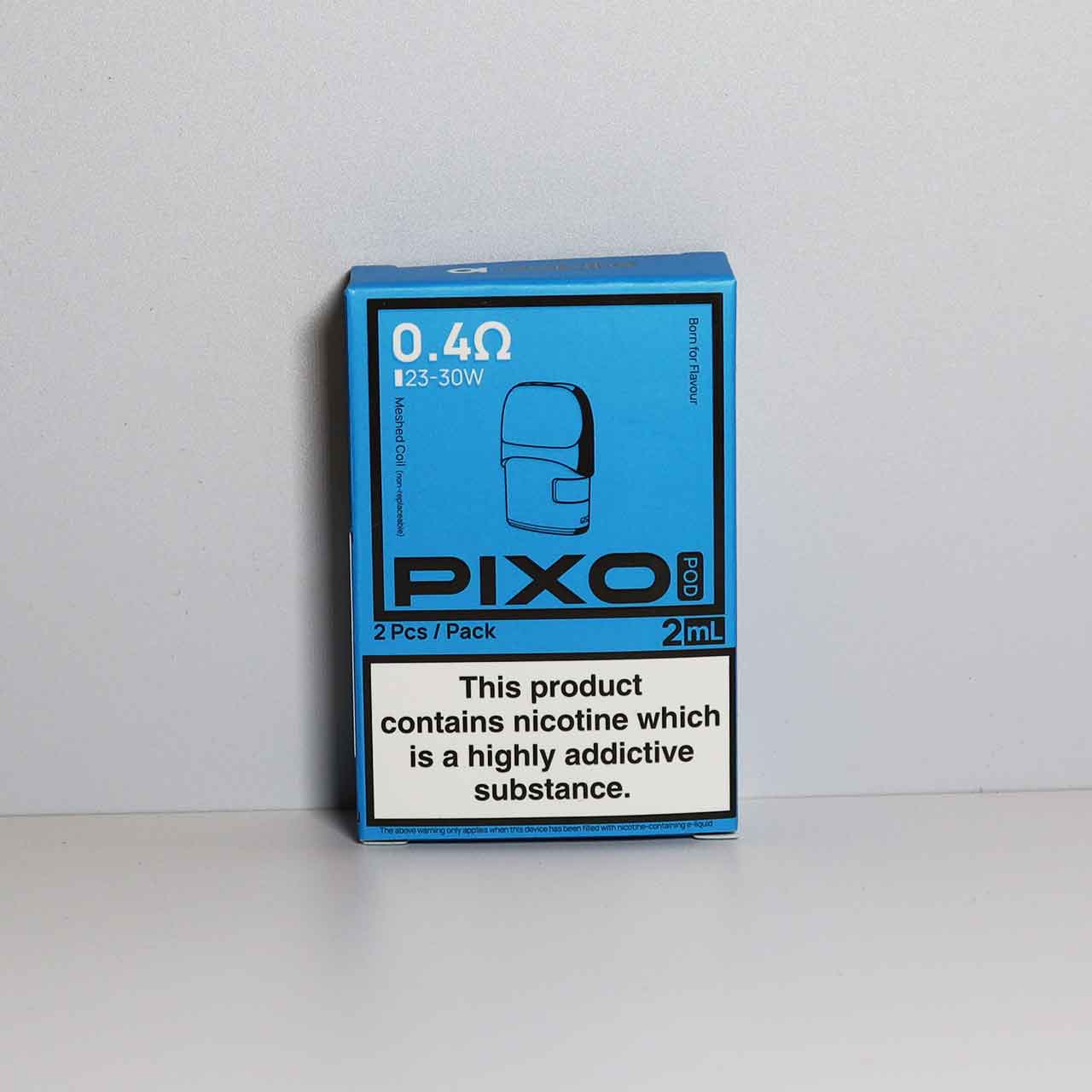 Box of Aspire PIXO 0.4 Ohm vape pods on a white background