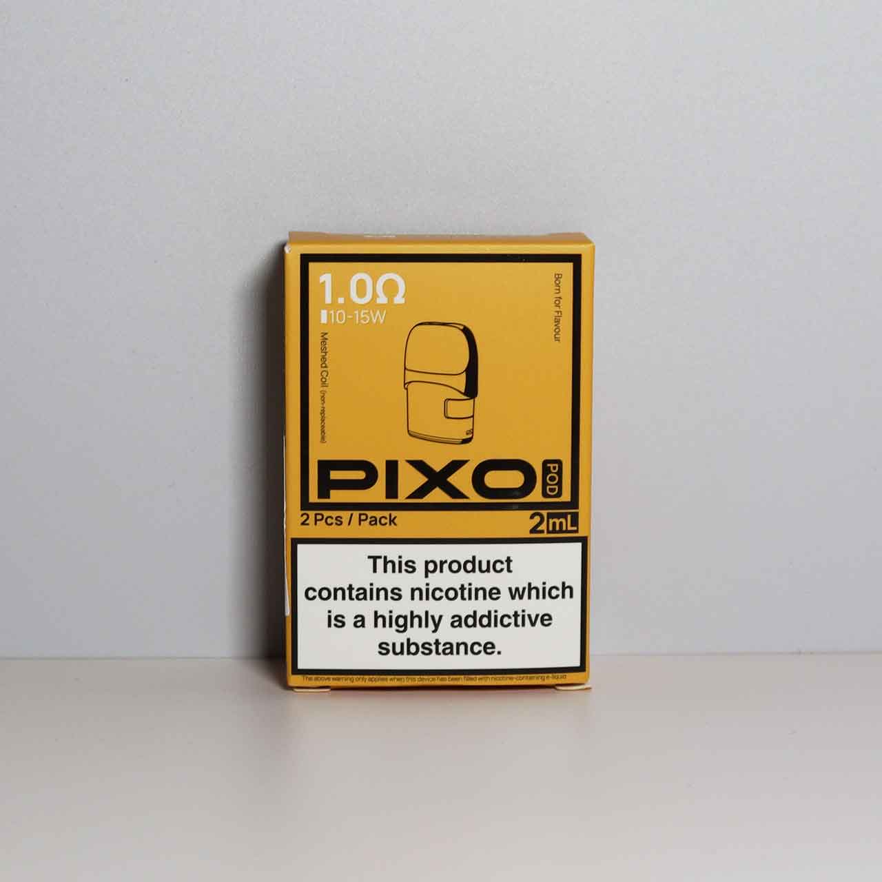 
                  
                    Box of Aspire PIXO 1.0 Ohm vape pods on a white background
                  
                