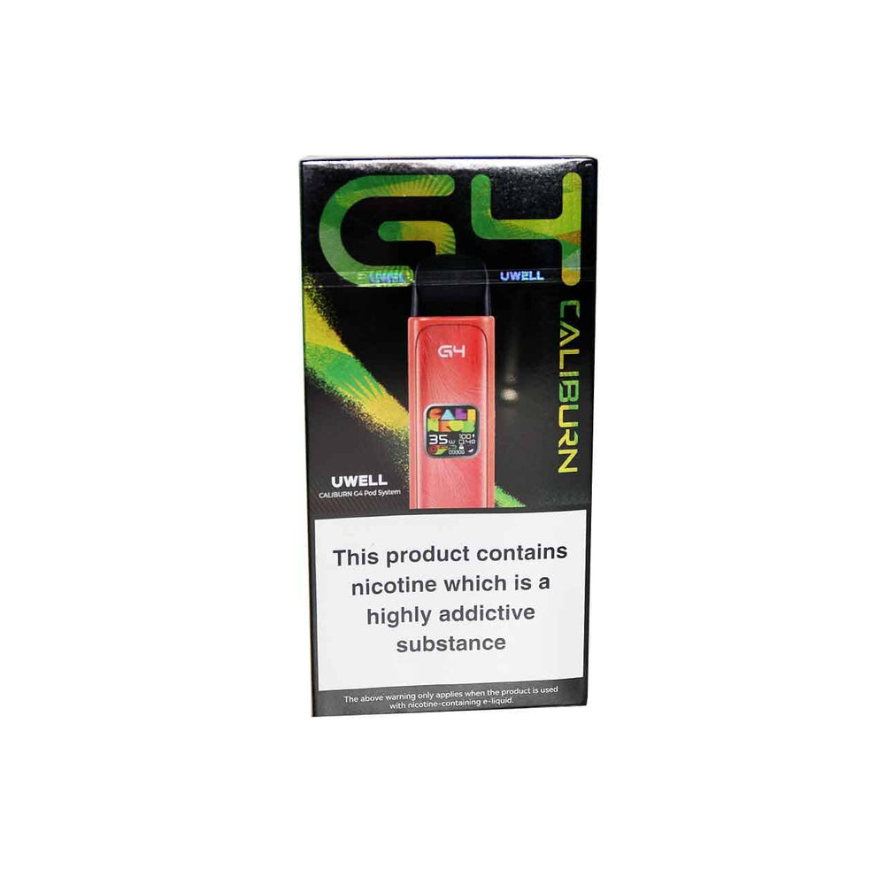 UWELL G4 Caliburn Flamingo Red device packaging on a white background