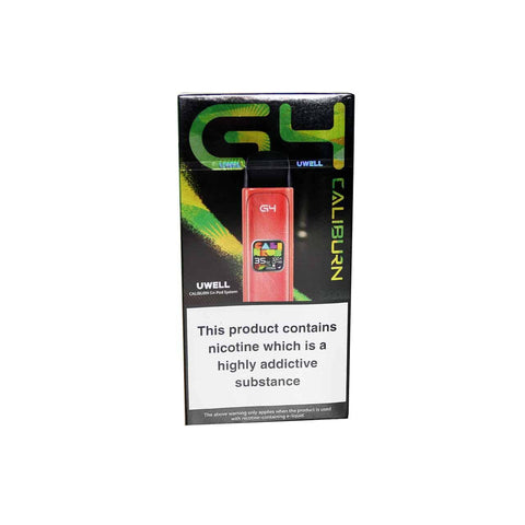 UWELL G4 Caliburn Flamingo Red device packaging on a white background