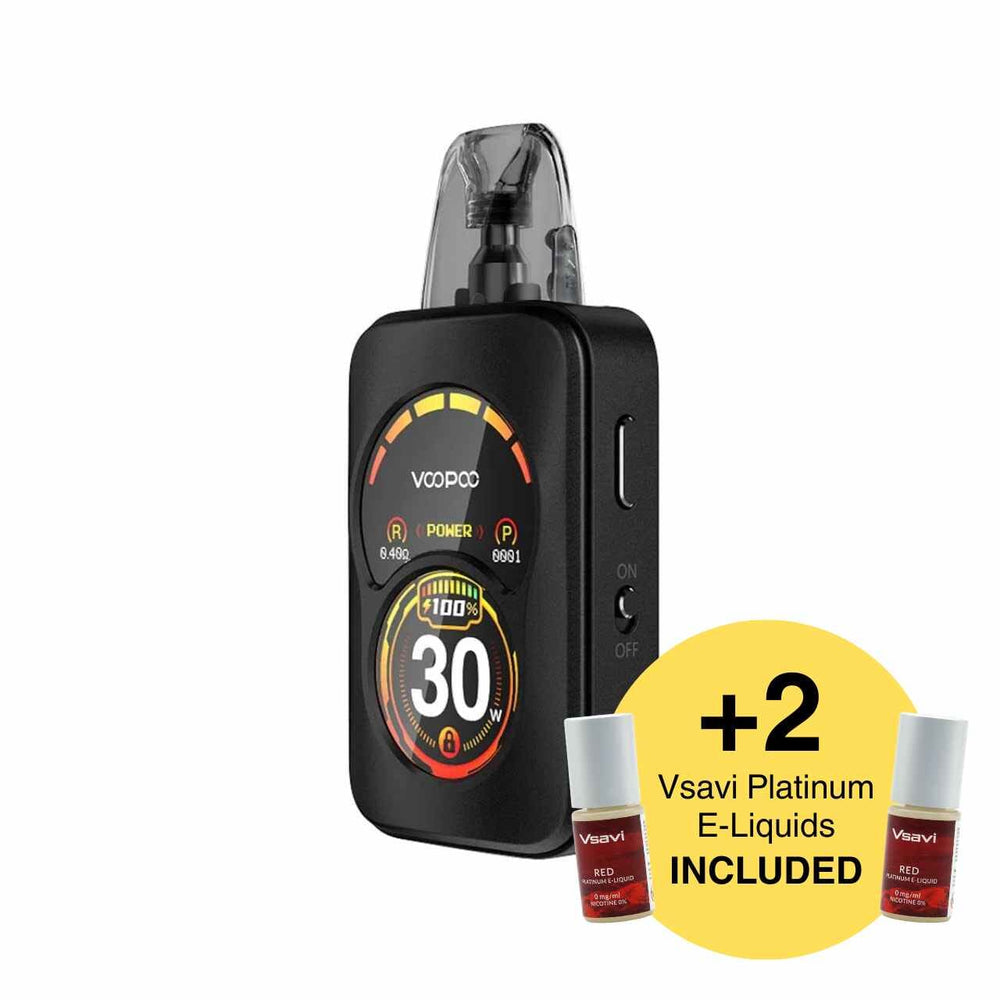 
                  
                    Voopoo Argus A black kit and two Vsavi Platinum vape juice bundle
                  
                