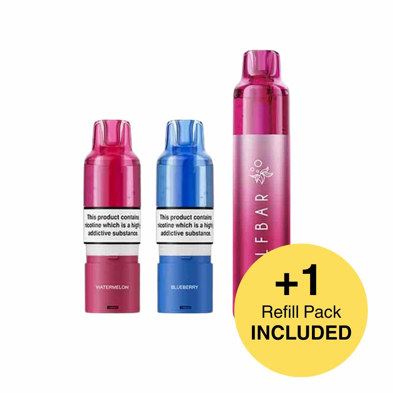 
                  
                    Three vape devices in pink, blue, and red with 'EBAR' branding on a white background.
                  
                