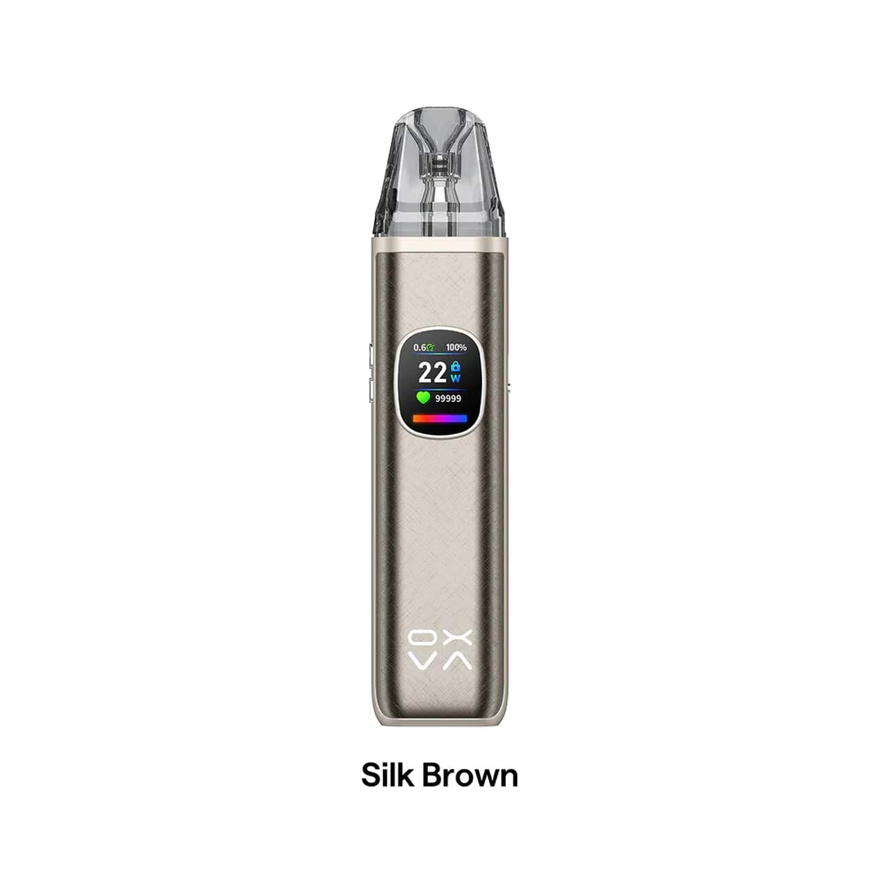 
                  
                    Oxva Xlim Pro 2 DNA silk brown with digital display on a white background, labeled 'Frost Titanium Blue'.
                  
                