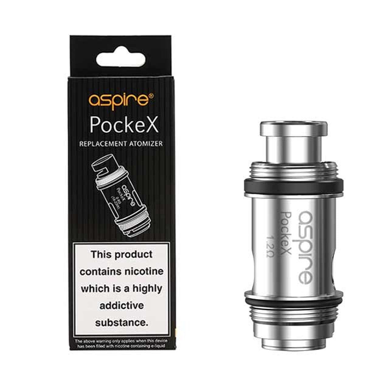 Aspire PockeX 0.6 Ohm replacement coil with packaging on a white background
