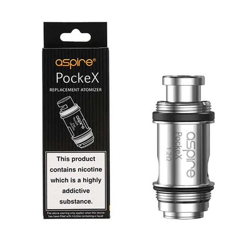 Aspire PockeX 0.6 Ohm replacement coil with packaging on a white background