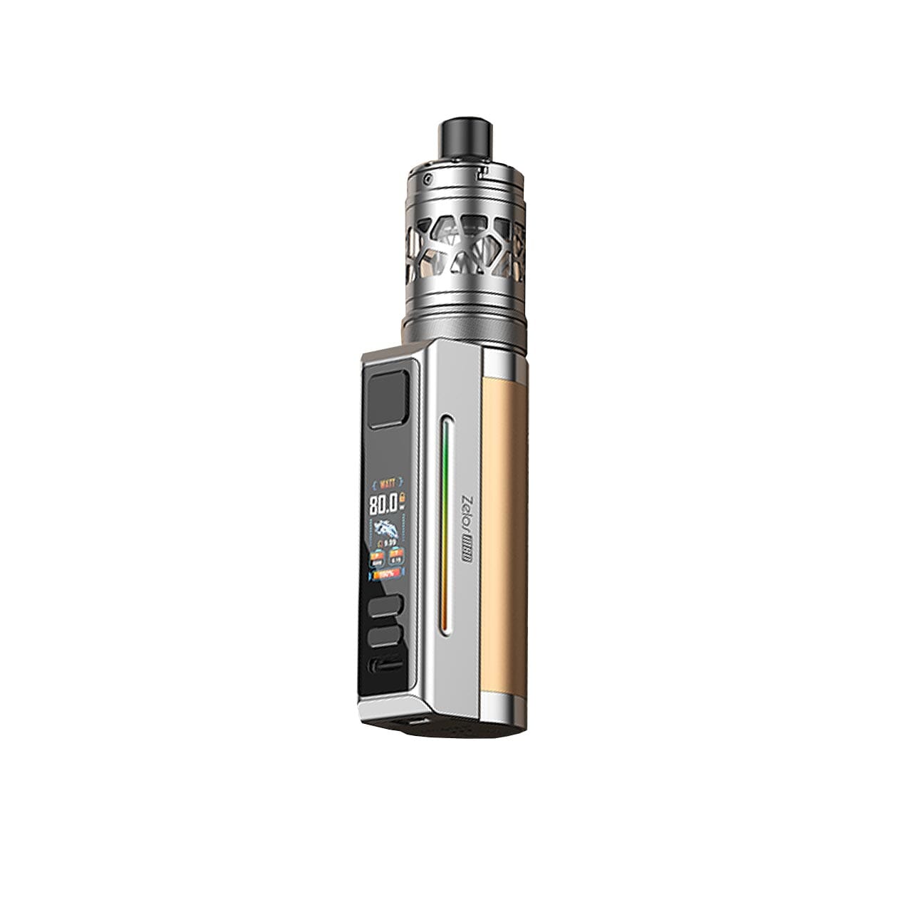 
                  
                    Aspire Zelos M80 gold and silver on white background
                  
                