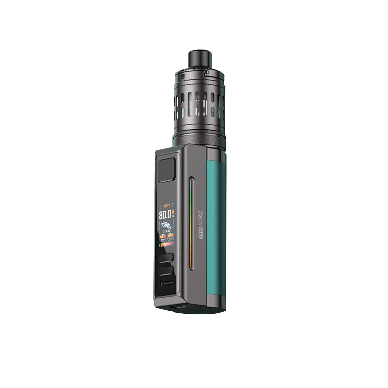 
                  
                    Aspire Zelos M80 green and gunmetal on white background
                  
                