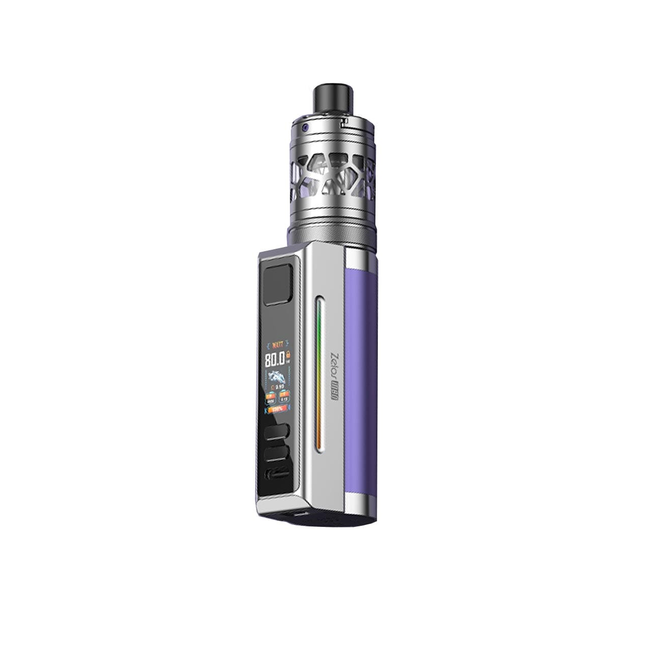 
                  
                    Aspire Zelos M80 purple and silver on white background
                  
                