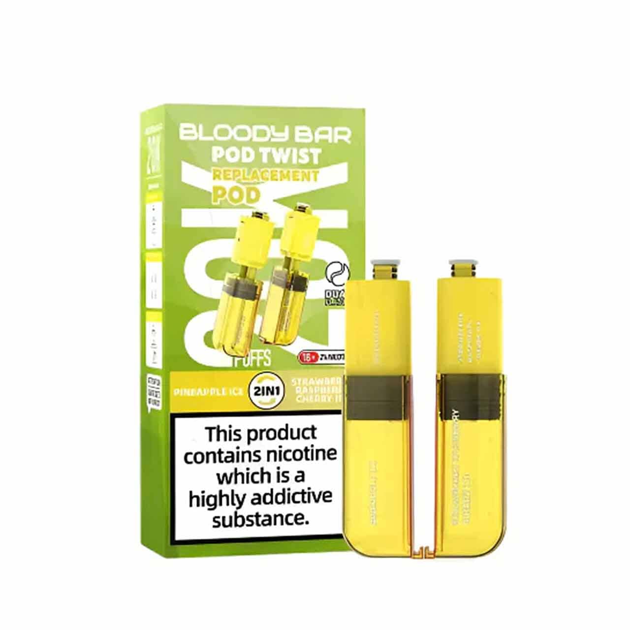 
                  
                    Bloody Bar Pod Twist pineapple ice and strawberry raspberry cherry ice replacement pod
                  
                