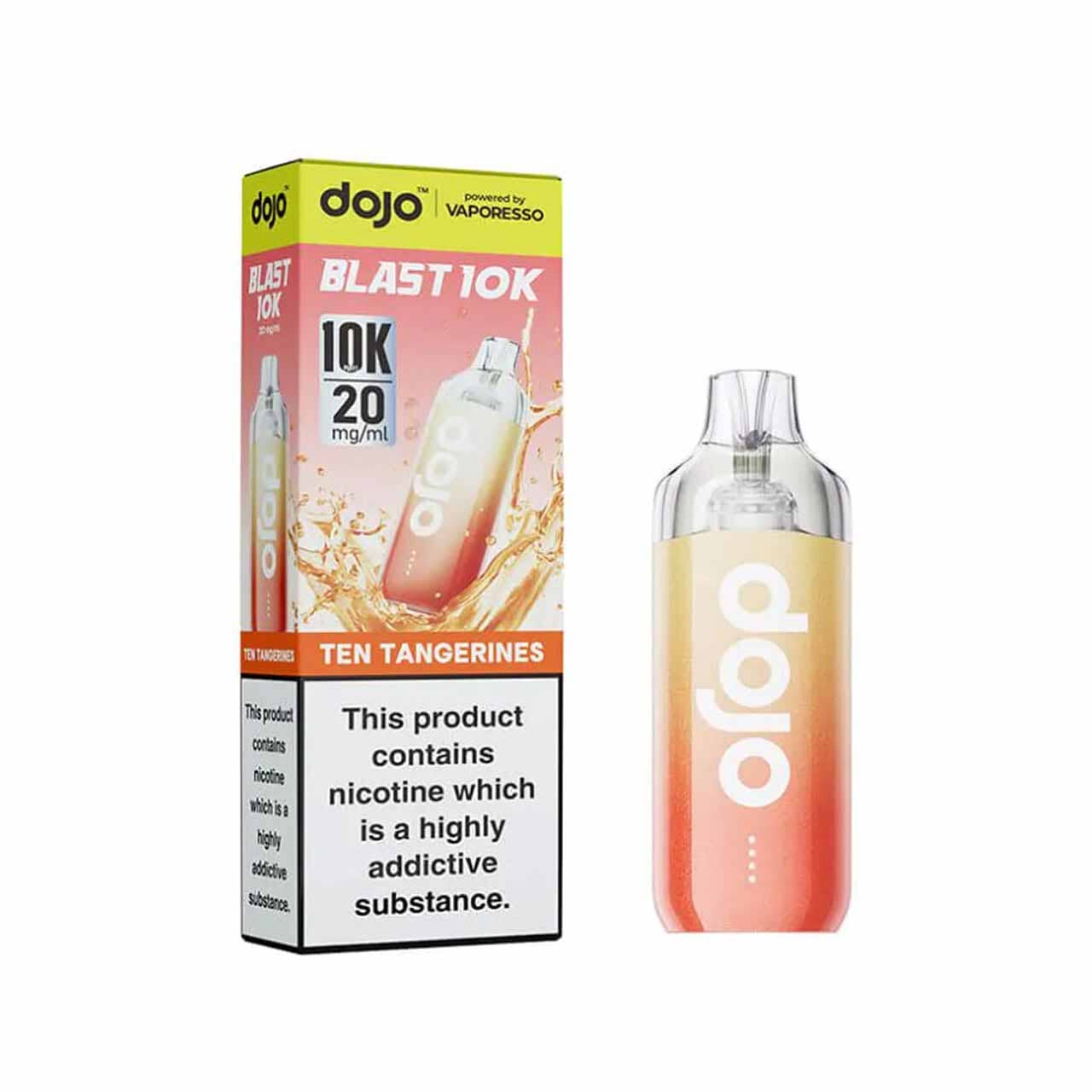 
                  
                    Vaporesso Dojo Blast 10K kit ten tangerines with packaging white background
                  
                