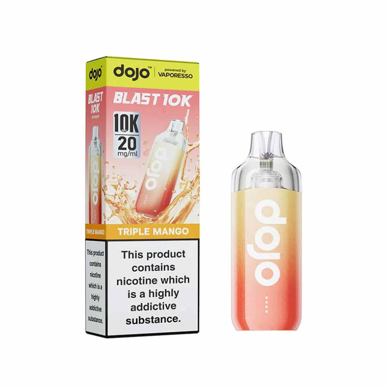 
                  
                    Vaporesso Dojo Blast 10K kit triple mango with packaging white background
                  
                