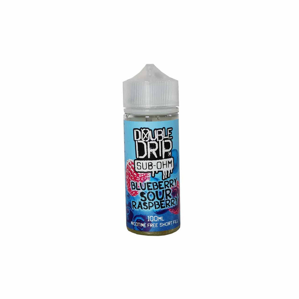 
                  
                    Bottle of Double Drip Blueberry Sour Raspberry vape juice on a white background
                  
                