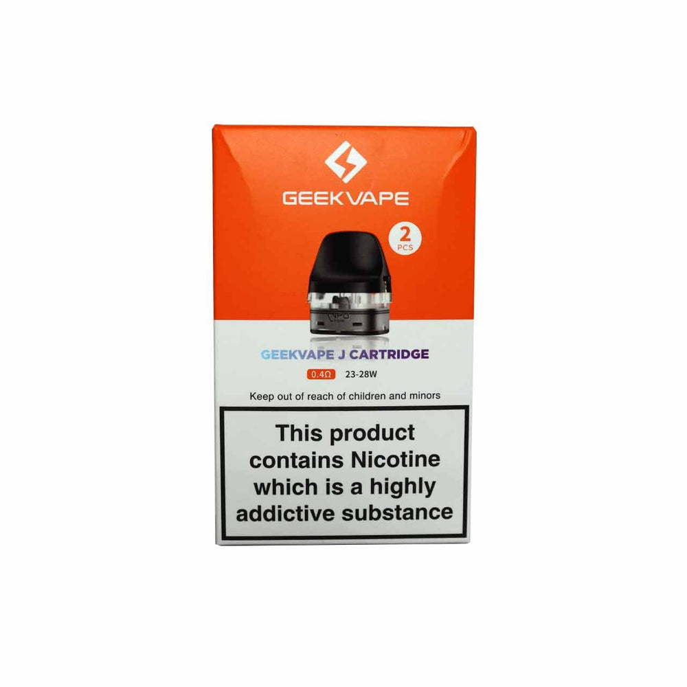 
                  
                    Geekvape J Cartridge 0.4 Ohm packaging on a white background
                  
                