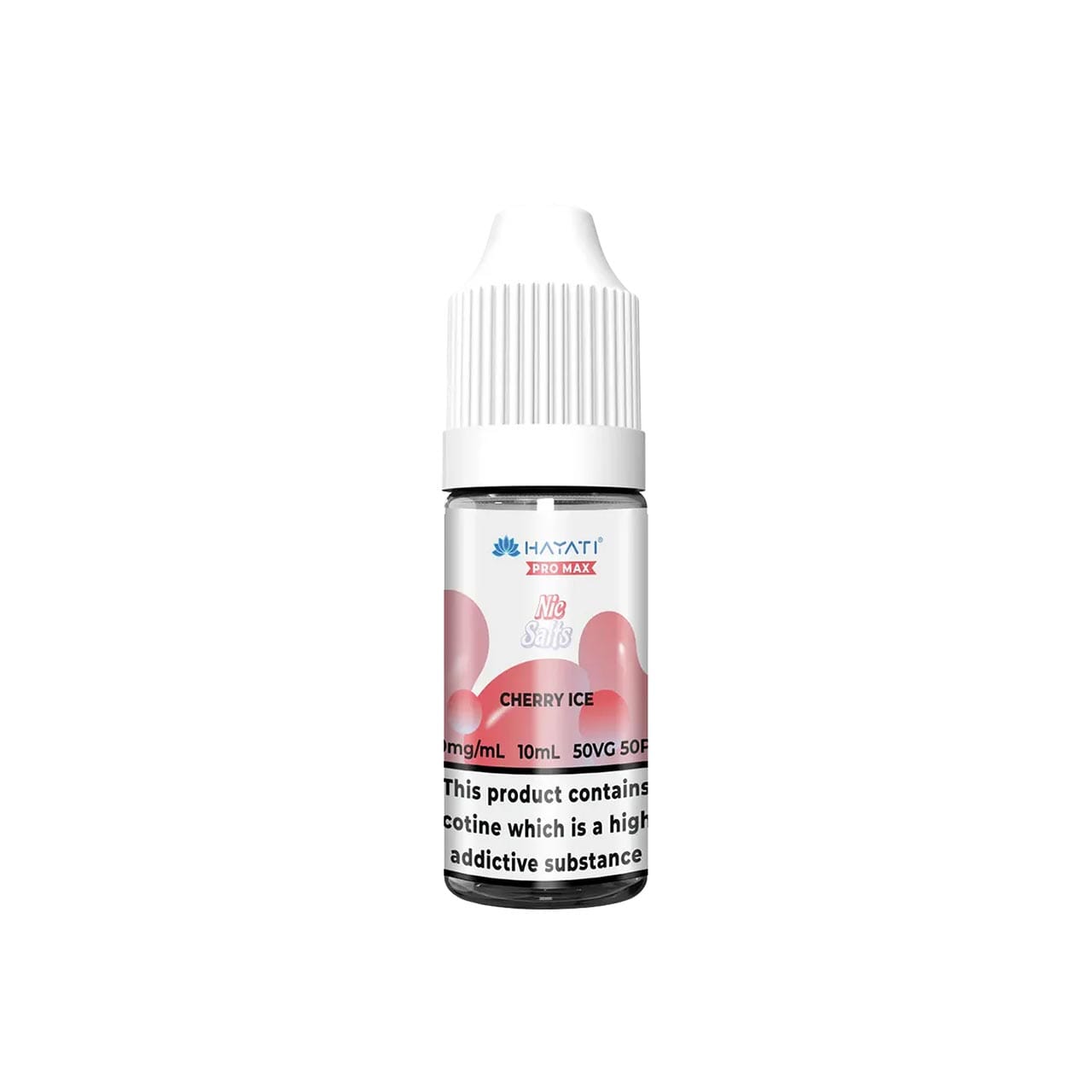 
                  
                    Hayati Pro Max vape juice bottle with cherry ice flavour on a white background
                  
                