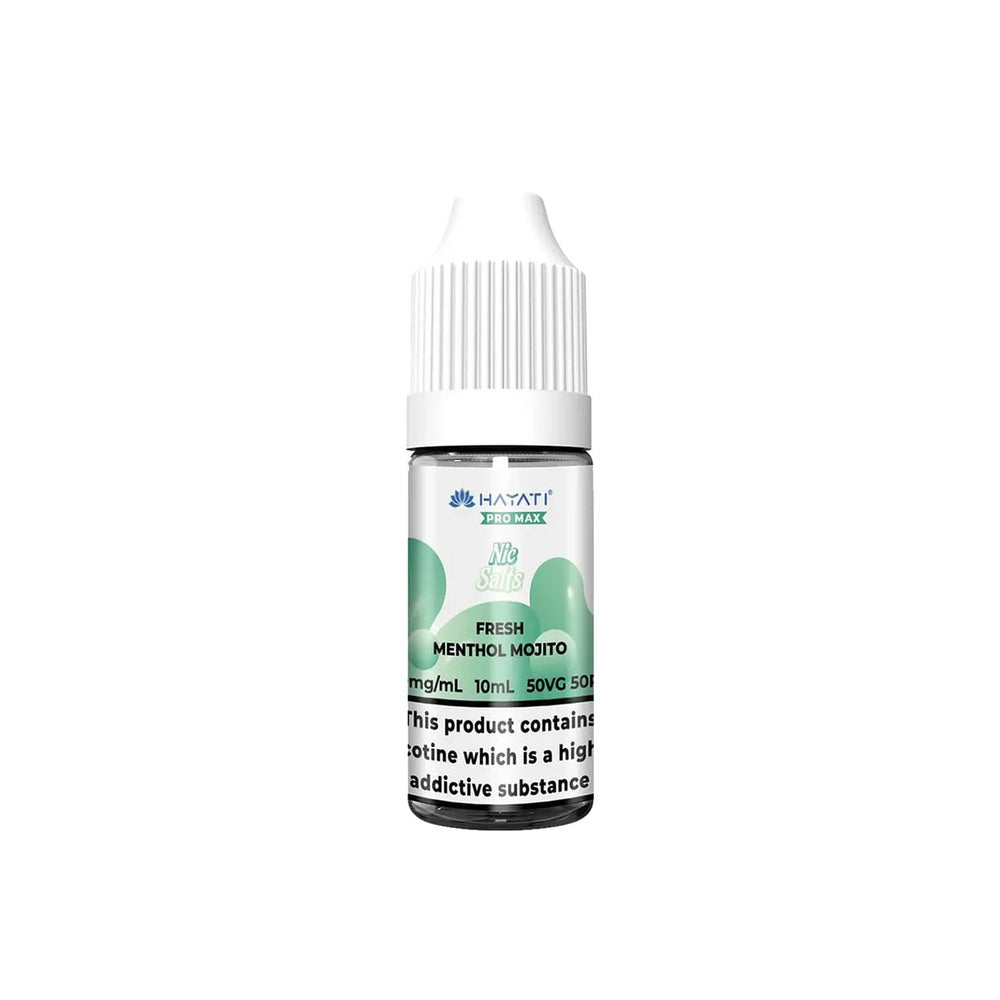 
                  
                    Hayati Pro Max vape juice bottle with fresh menthol mojito flavour on a white background
                  
                