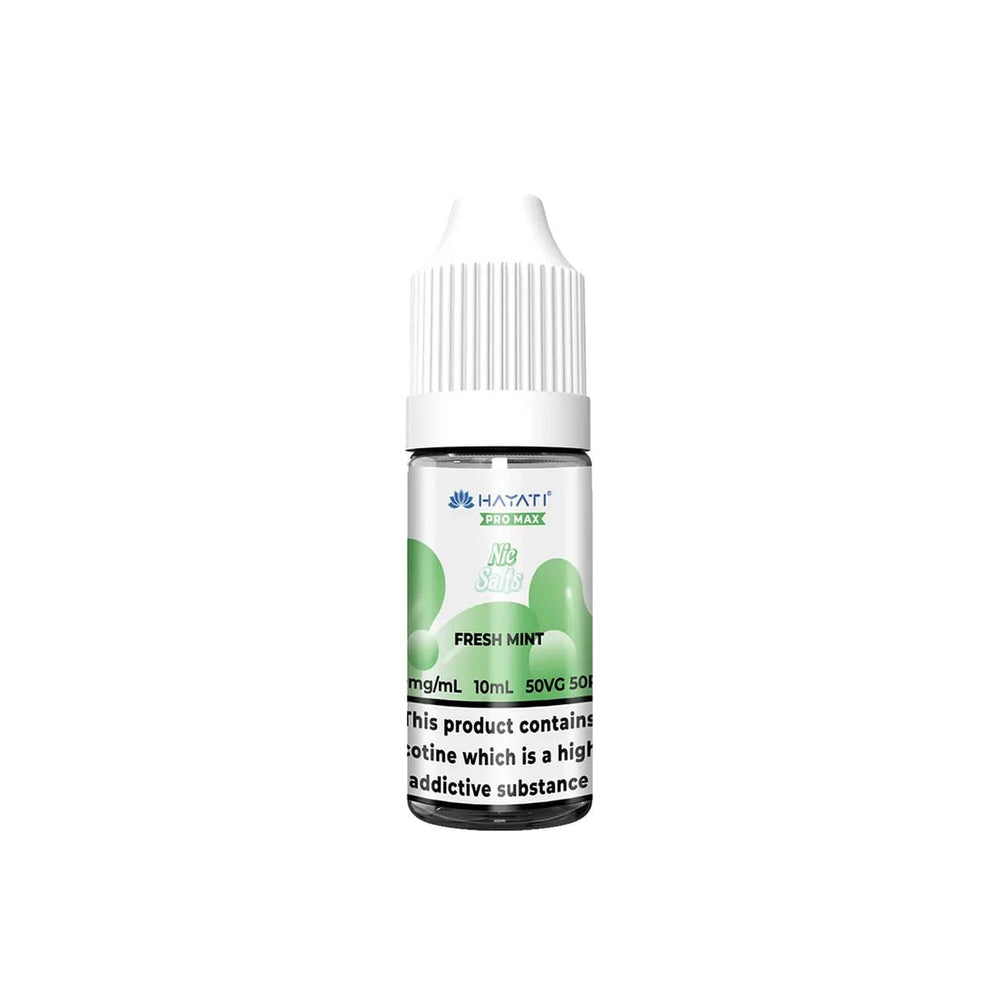 
                  
                    Hayati Pro Max vape juice bottle with fresh mint flavour on a white background
                  
                