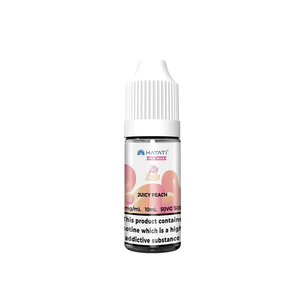 
                  
                    Hayati Pro Max vape juice bottle with juicy peach flavour on a white background
                  
                