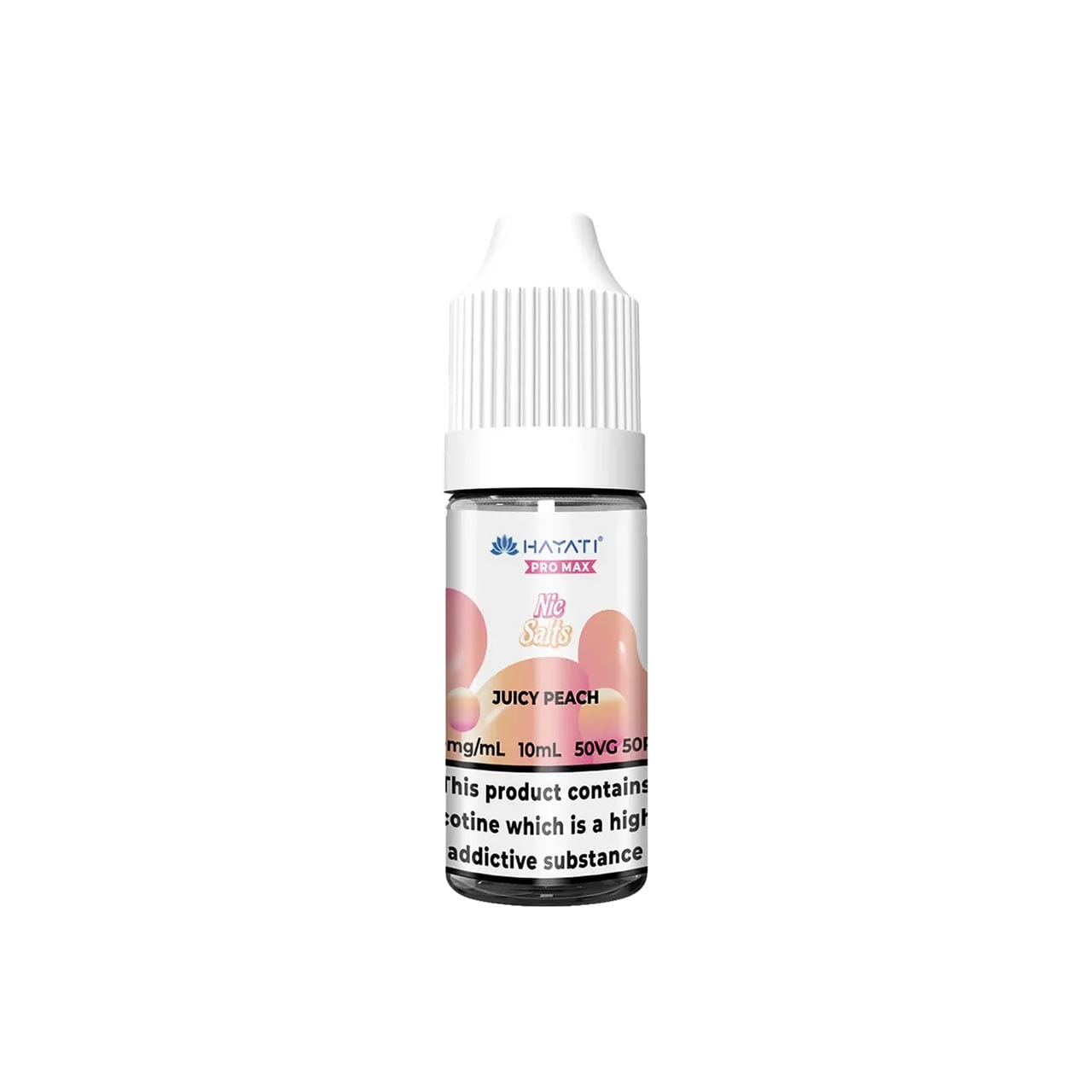 
                  
                    Hayati Pro Max vape juice bottle with juicy peach flavour on a white background
                  
                