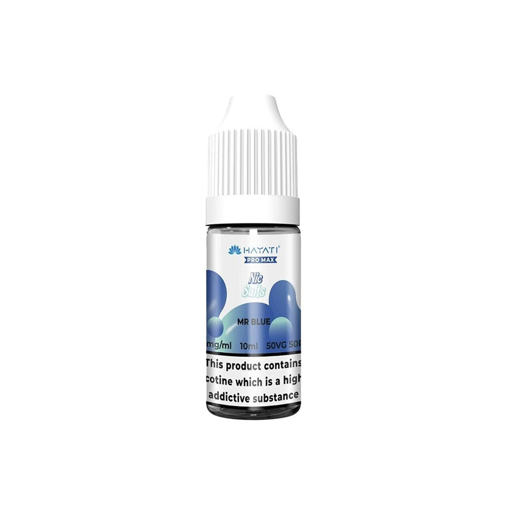 
                  
                    Hayati Pro Max vape juice bottle with mr blue flavour on a white background
                  
                