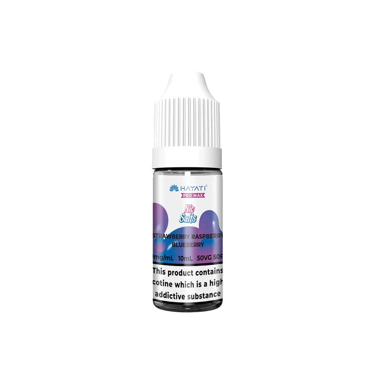 
                  
                    Hayati Pro Max vape juice bottle with strawberry raspberry blueberry flavour on a white background
                  
                