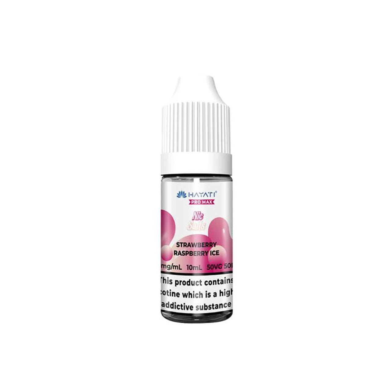 
                  
                    Hayati Pro Max vape juice bottle with strawberry raspberry ice flavour on a white background
                  
                