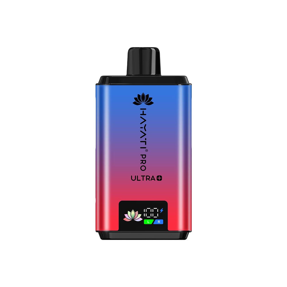Hayati Pro Ultra Plus purple and red design on a white background