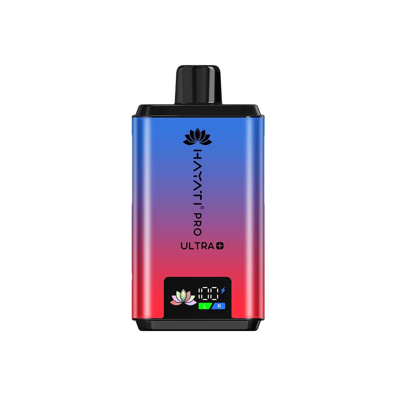 Hayati Pro Ultra Plus purple and red design on a white background