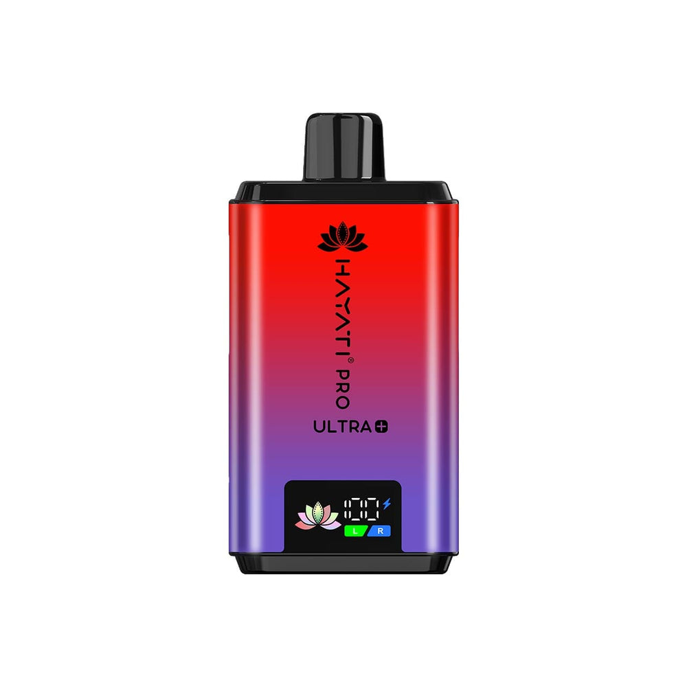 
                  
                    Hayati Pro Ultra Plus red and purple design on a white background
                  
                