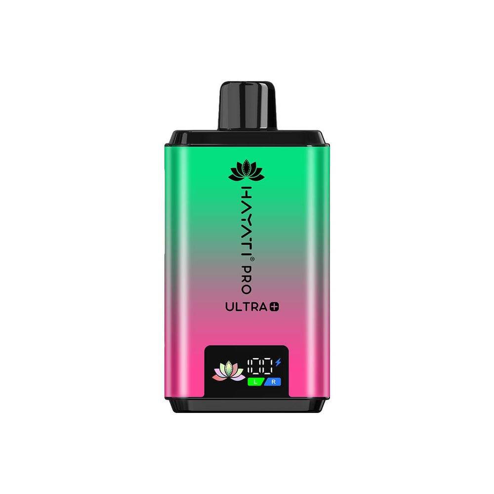 
                  
                    Hayati Pro Ultra Plus green and pink gradient design on a white background
                  
                