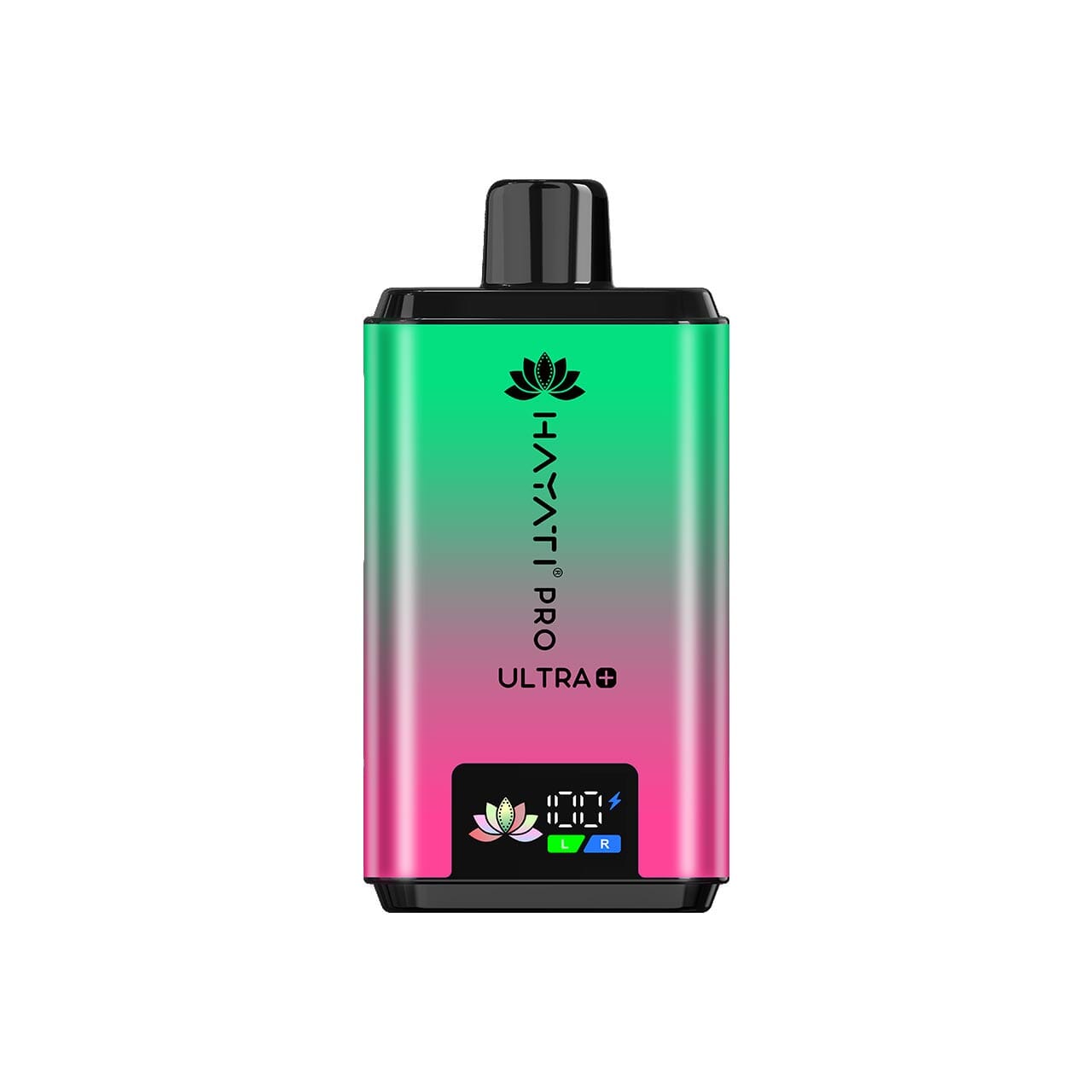 
                  
                    Hayati Pro Ultra Plus green and pink gradient design on a white background
                  
                
