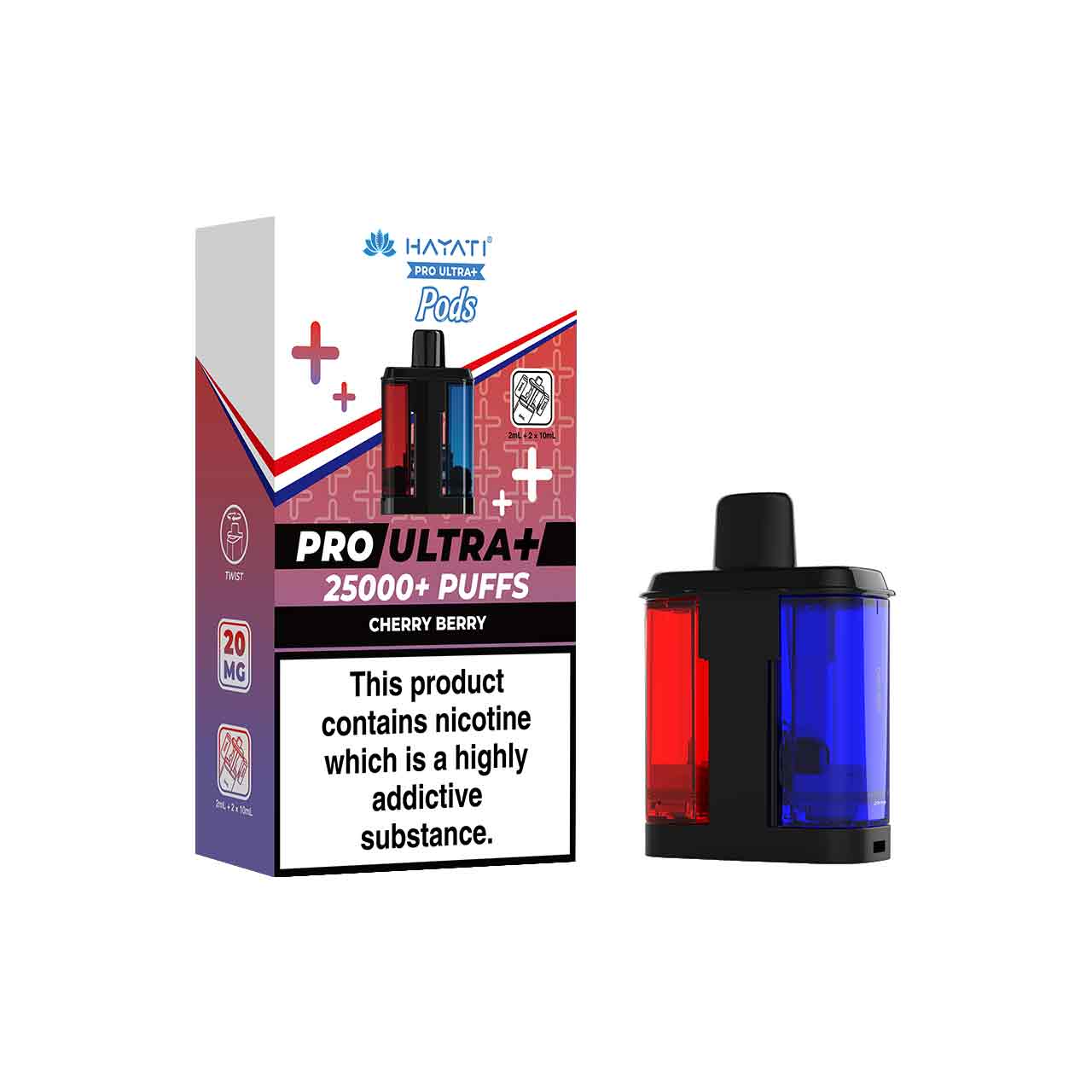 
                  
                    Hayati Pro Ultra Plus Refill Pack and Packaging Cherry Berry White Background
                  
                