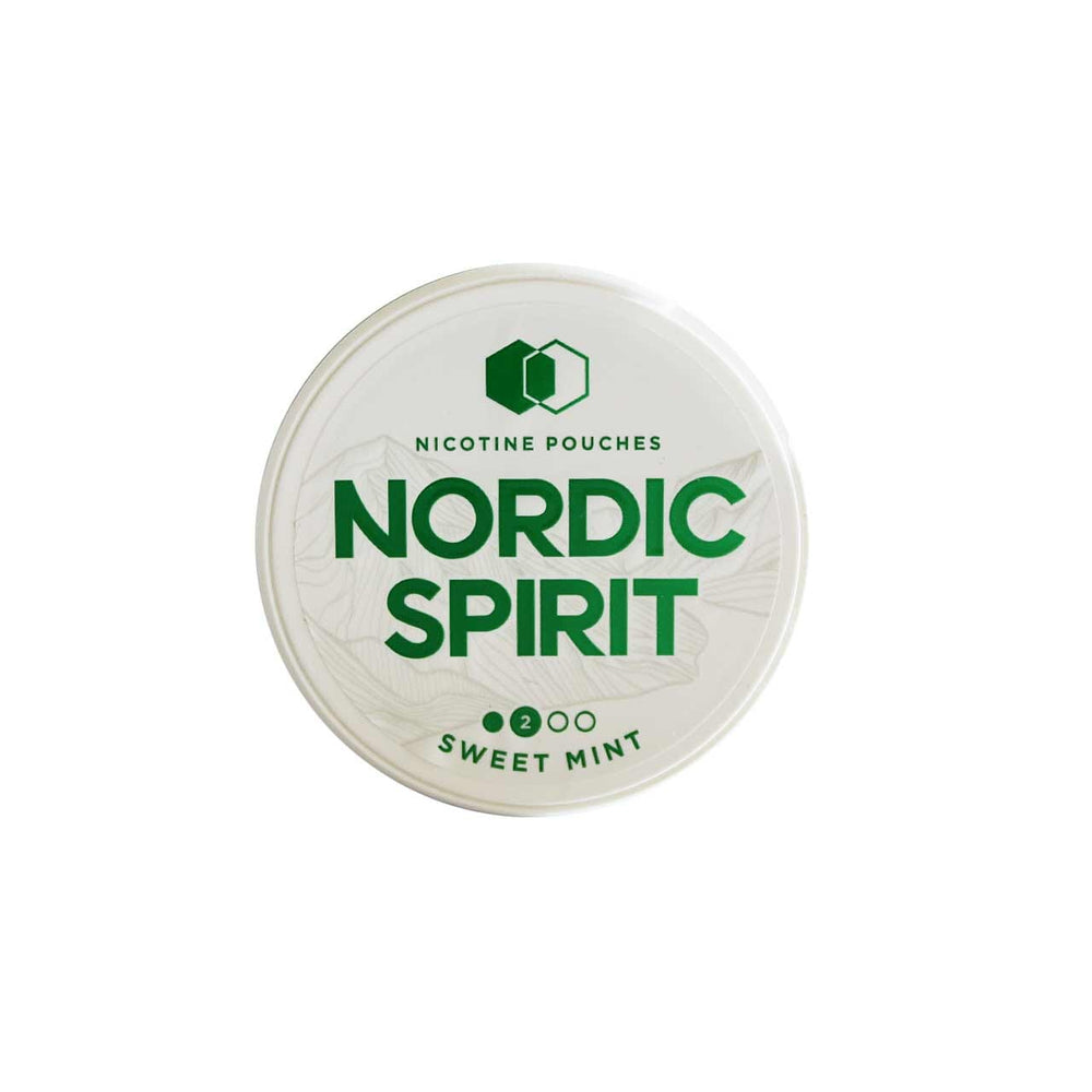 
                  
                    Nordic Spirit Sweet Mint nicotine pouches packaging on a white background
                  
                