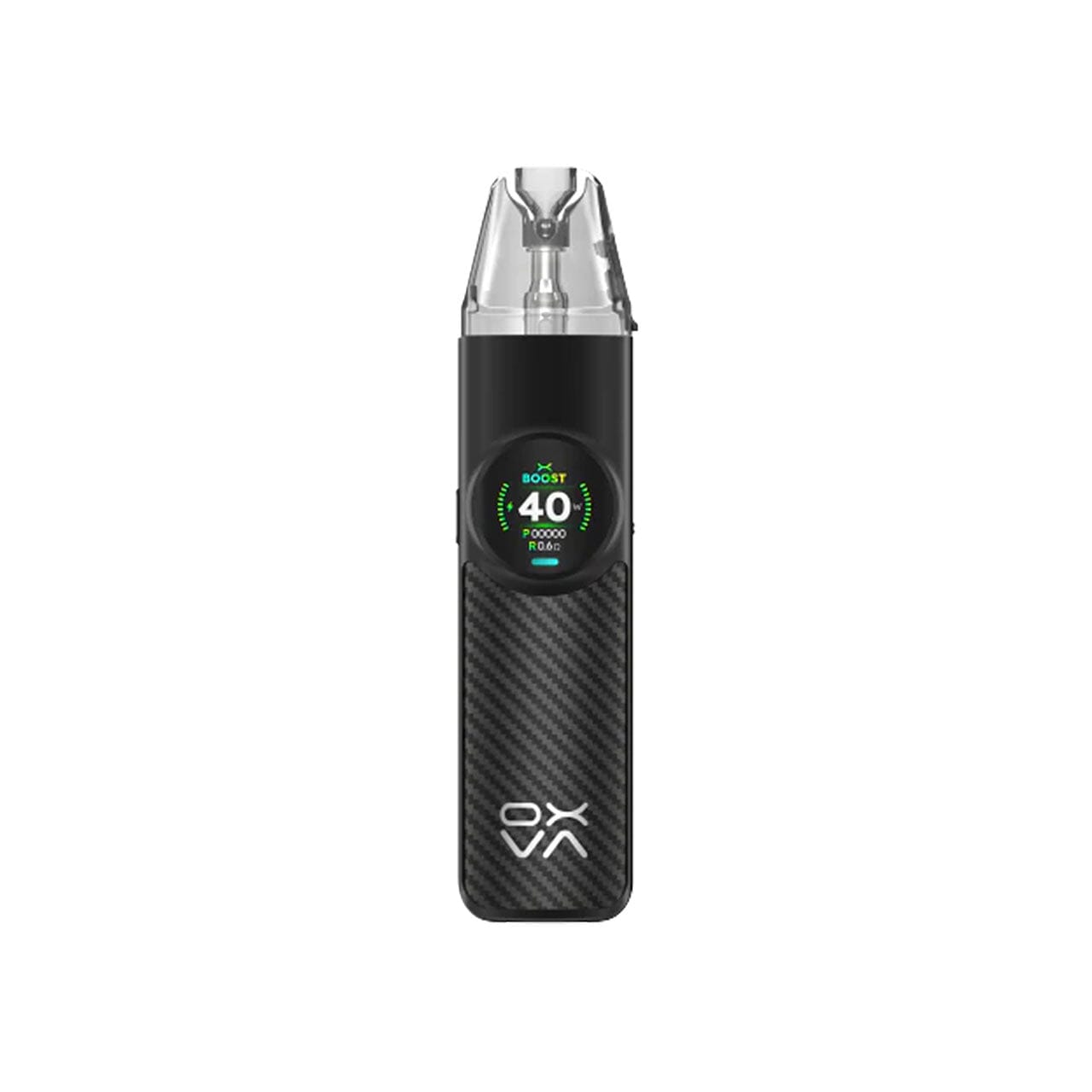 
                  
                    Black Oxva Nexlim vape device with digital display on a white background
                  
                