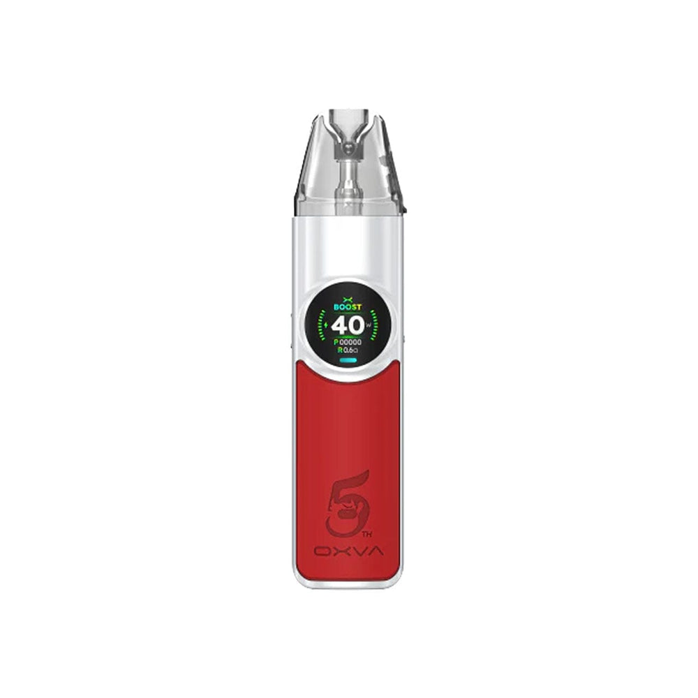 
                  
                    Red and silver Oxva Nexlim vape device with a visible brand logo on a white background
                  
                