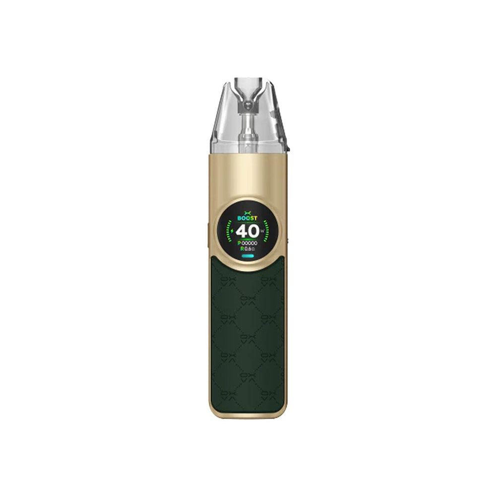 
                  
                    Black and gold Oxva Nexlim vape device with digital display on a white background
                  
                