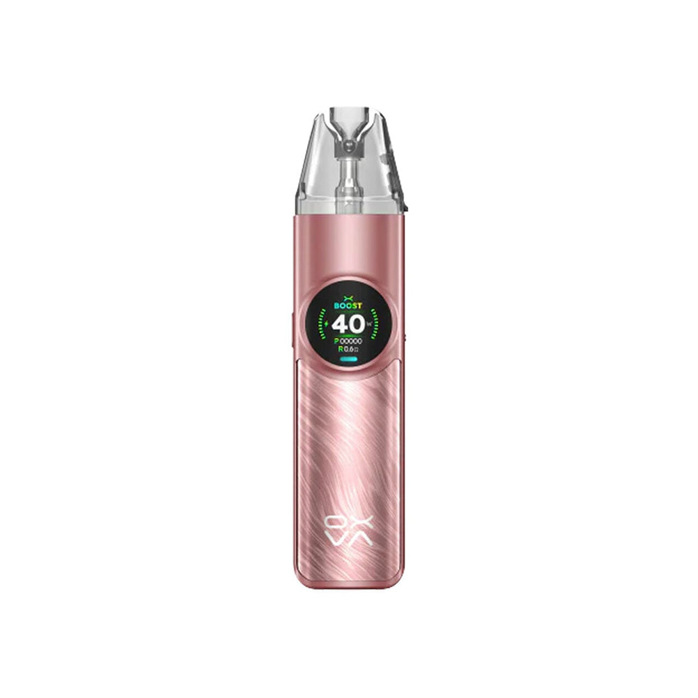 
                  
                    Rose gold Oxva Nexlim vape device with digital display on a white background
                  
                