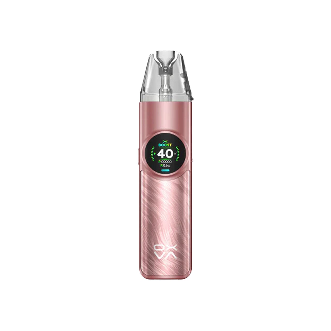 
                  
                    Rose gold Oxva Nexlim vape device with digital display on a white background
                  
                