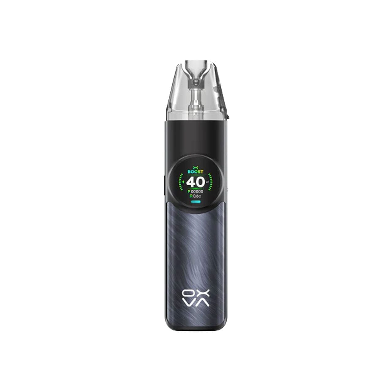
                  
                    Blue and black Oxva Nexlim vape device with digital display on a white background
                  
                