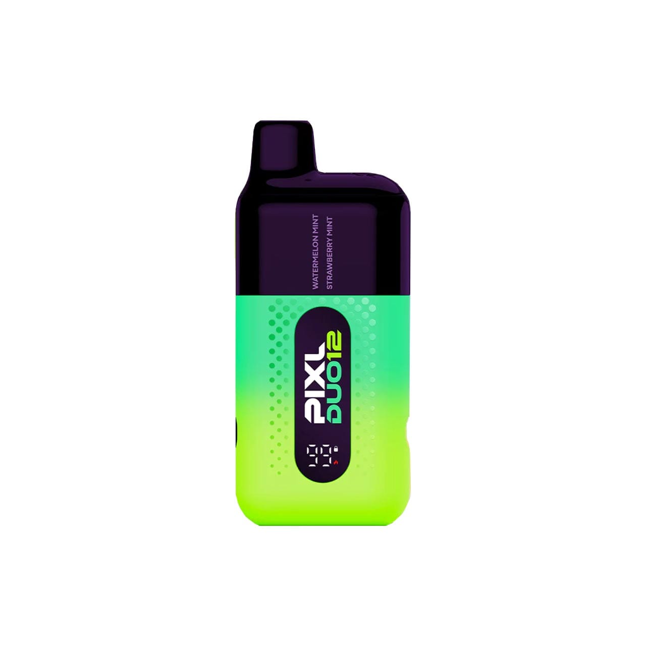
                  
                    Green and yellow Pixl Duo 12 vaping device on a white background
                  
                
