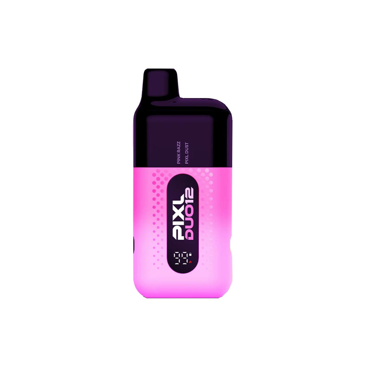 
                  
                    Pink and black Pixl Duo 12 vaping device on a white background
                  
                