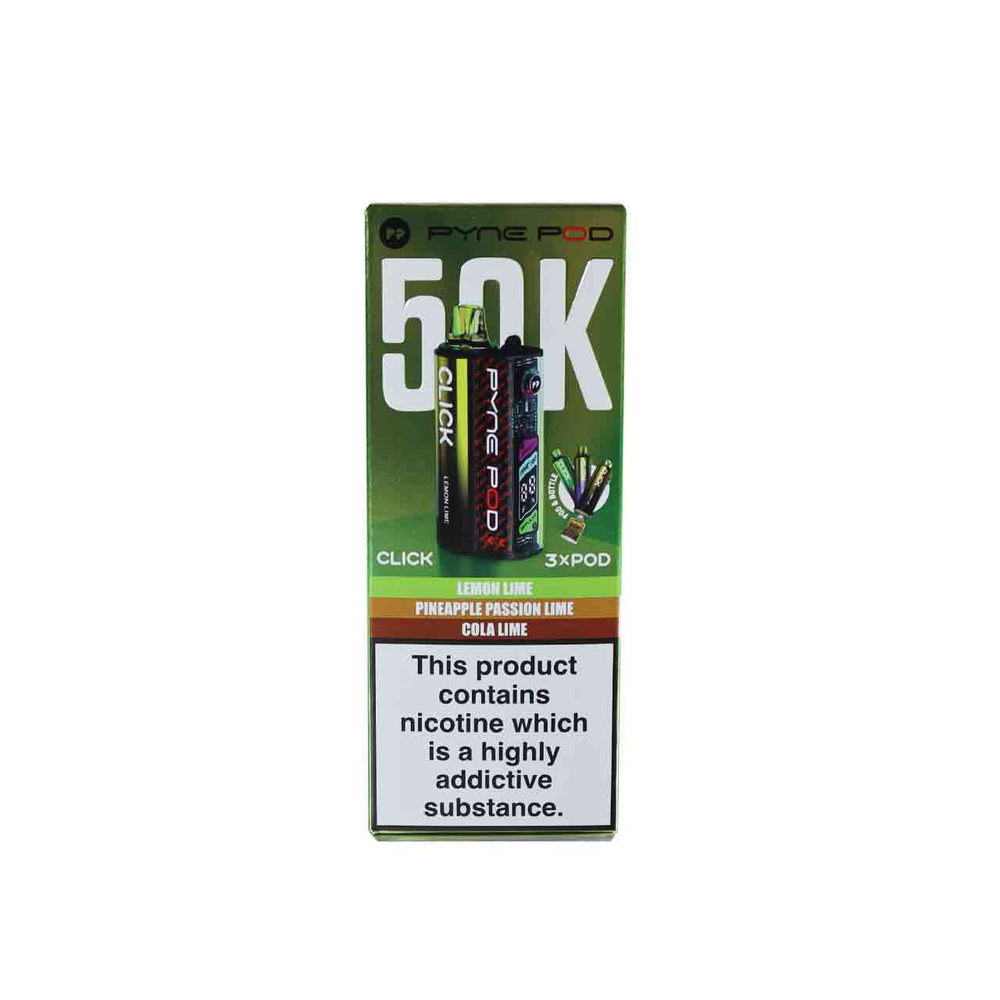 
                  
                    Pyne Pod Click 50K Vape Kit Lime Edition on White Background
                  
                