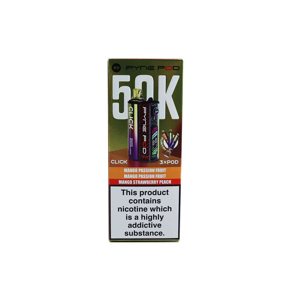 
                  
                    Pyne Pod Click 50K Vape Kit Mango Edition on White Background
                  
                