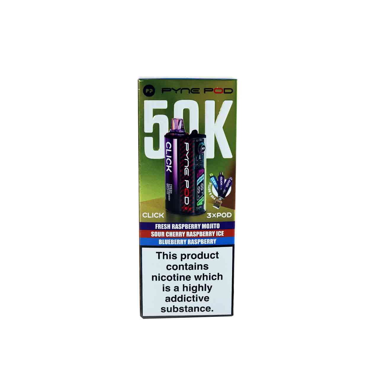 
                  
                    Pyne Pod Click 50K Vape Kit Raspberry Edition on White Background
                  
                