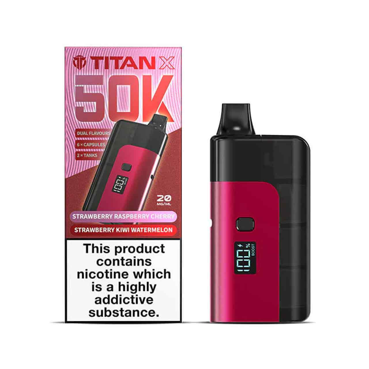 Titan X 50K Strawberry Edition prefilled pod vape kit 20mg nicotine – prefilled pod kit